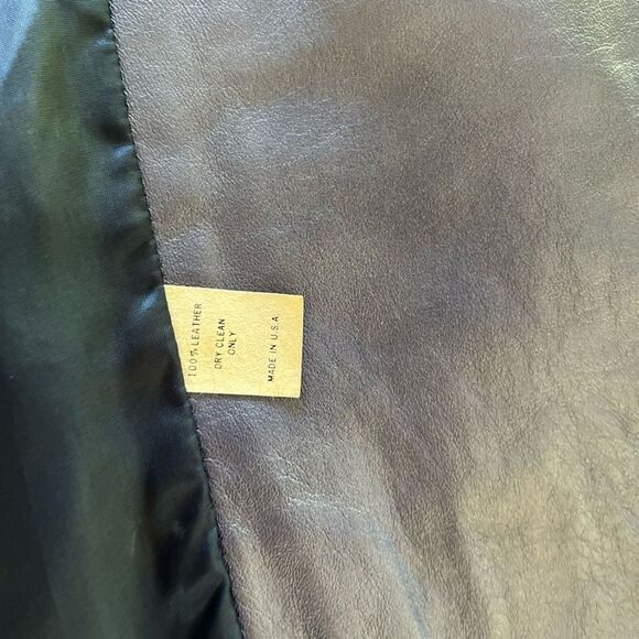 Vintage 80s Nora Ritti Oversized Blue Leather Jacket Belted Cropped Moto Style M - Picture 6 of 16